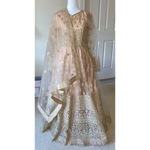 Gold and Cream Anarkali